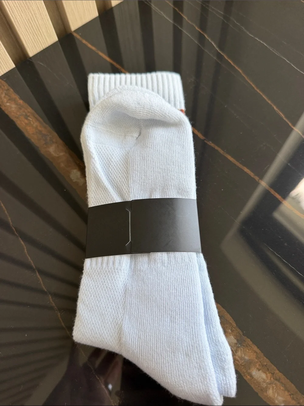 Palm Heights White & Brown Men's Athletic Crew Socks